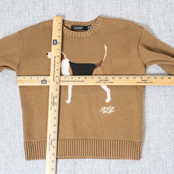 Lauren Ralph Lauren Instarsia-Knit Beagle Cotton Jumper Sweater brown M - Picture 7 of 10